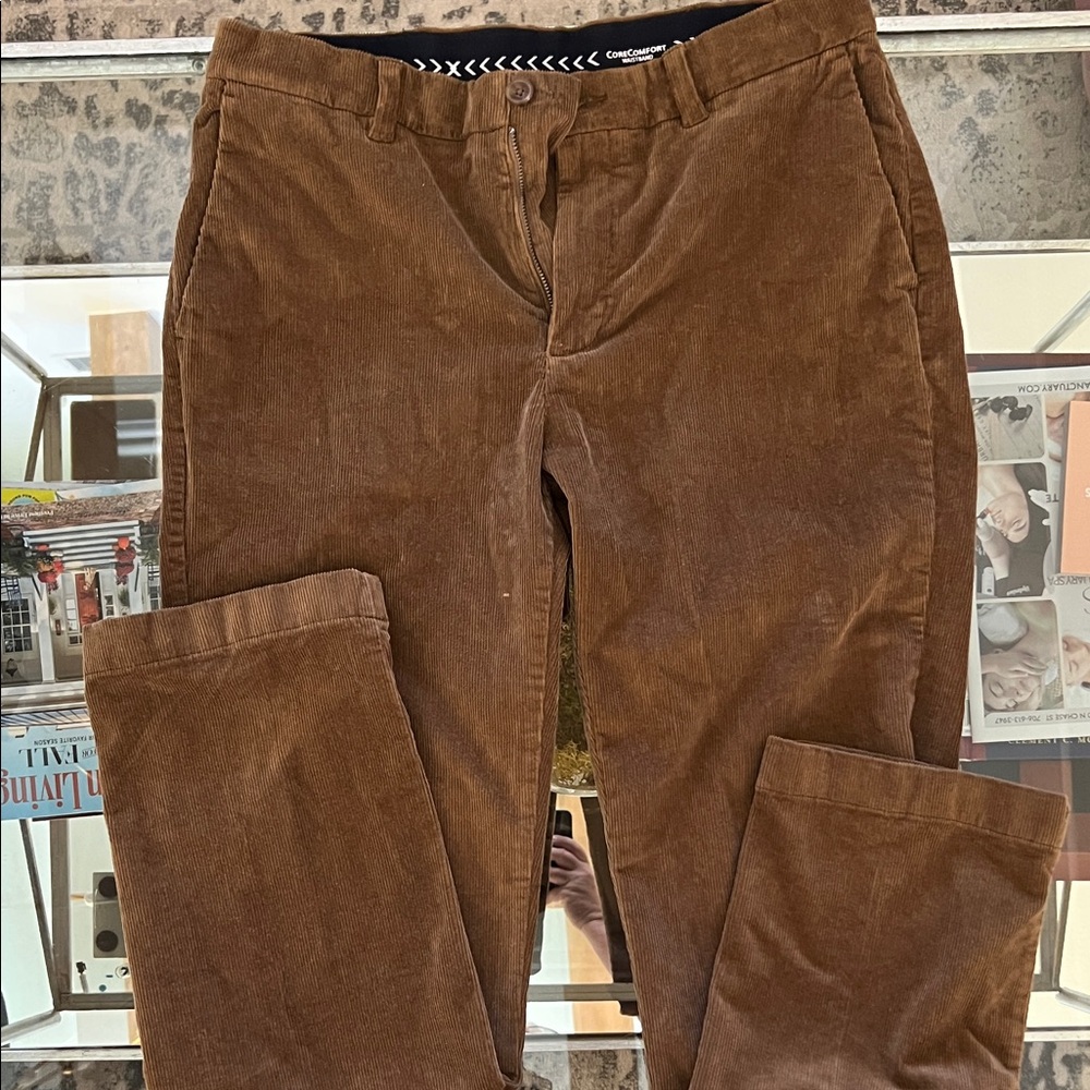 Roundtree & Yorke Brown Corduroy Pants Straight-Leg